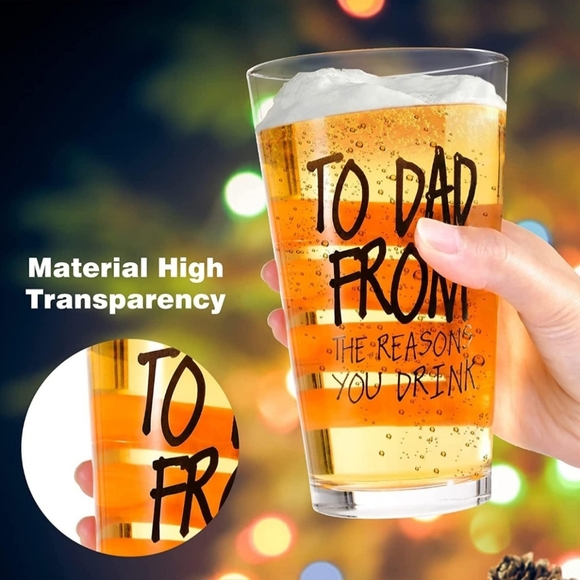 16 OZ Funny Beer Glass Gifts for Dad Men Grandpa Stepdad Father in Law Husband - Picture 3 of 6